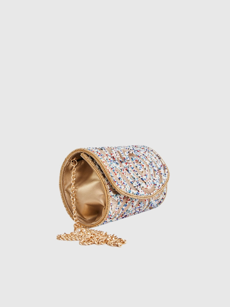 Ethnic - Beige/Copper Beaded Mini Sling