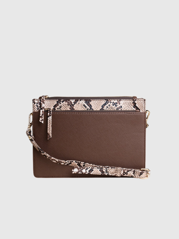 GO-TO COMPACT LUXE SLING - BROWN/SNAKE