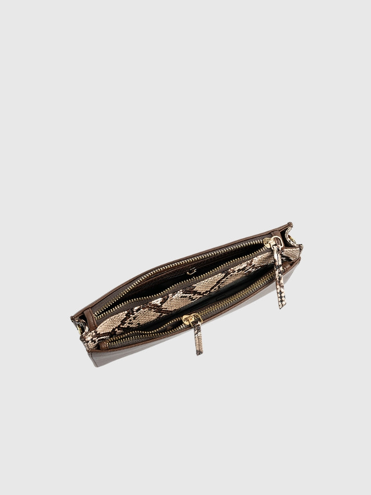 GO-TO COMPACT LUXE SLING - BROWN/SNAKE