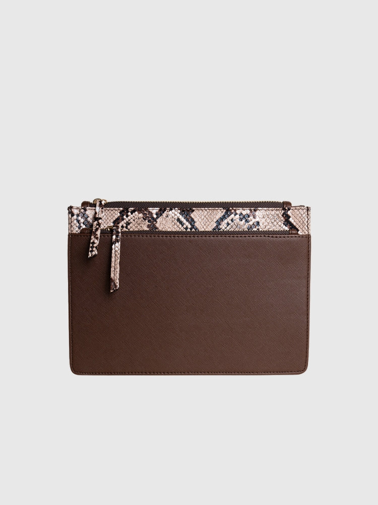 GO-TO COMPACT LUXE SLING - BROWN/SNAKE