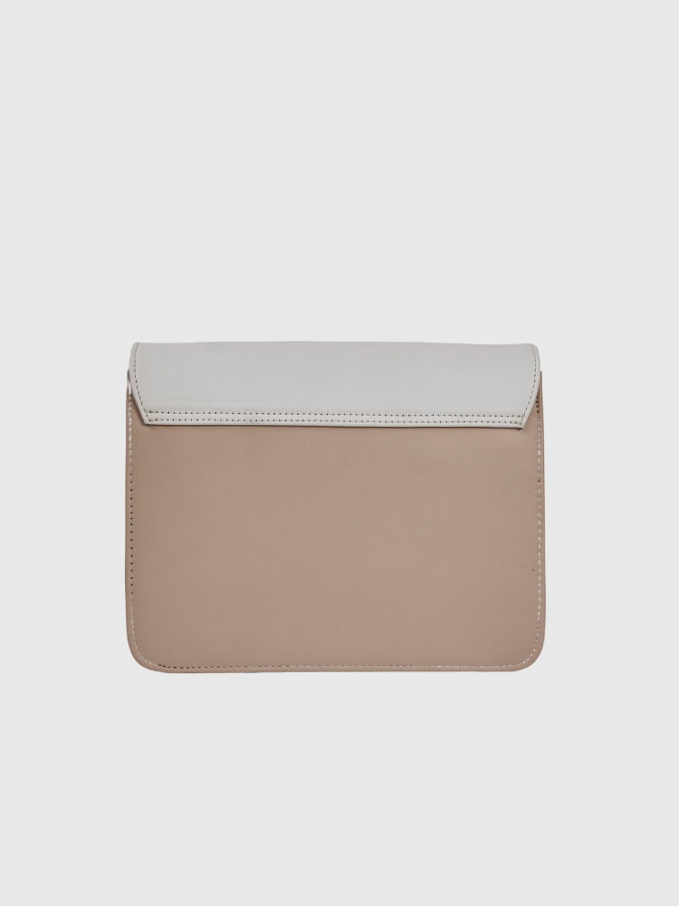 White & Beige Grain Texture Casual Sling Bag