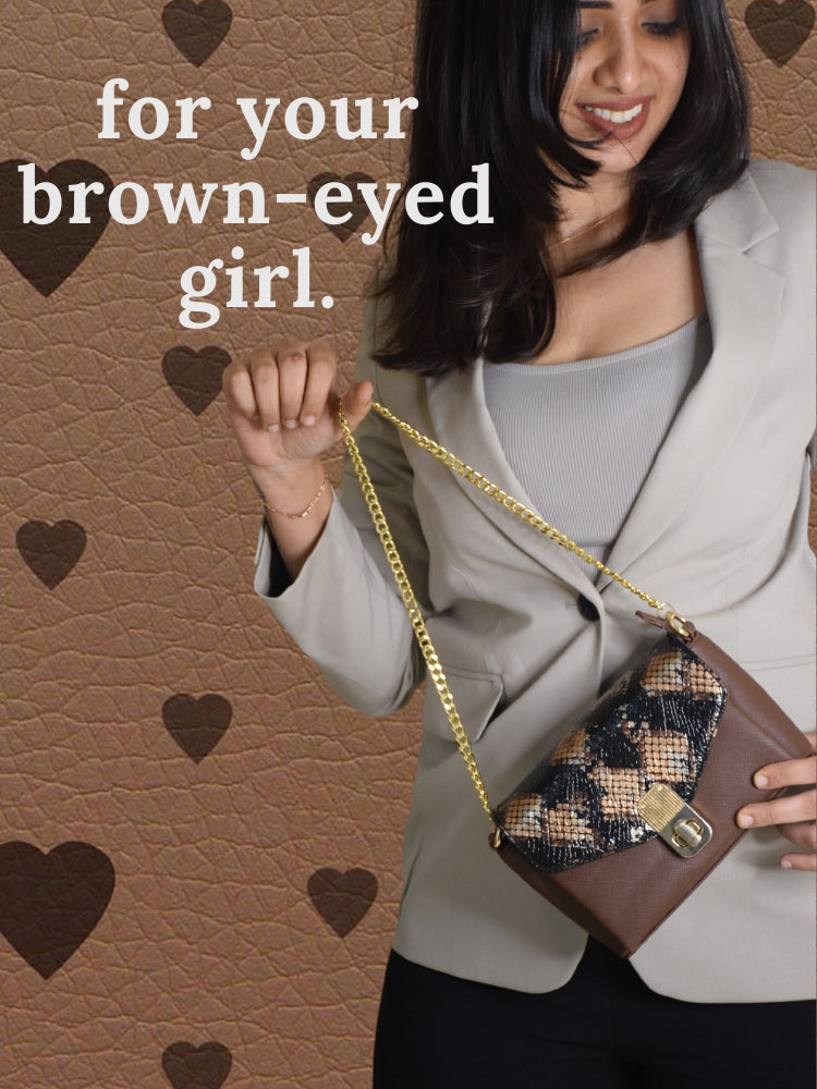 Black & Brown Snake Skin / Saffiano PU Leather Shoulder + Crossbody